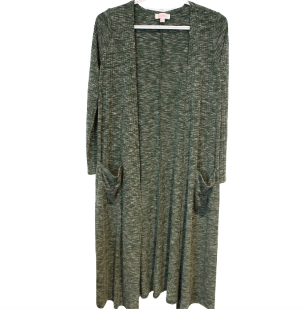 2/$30 🏷 Lularoe Ribbed Green Sarah Cardigan Size XS
